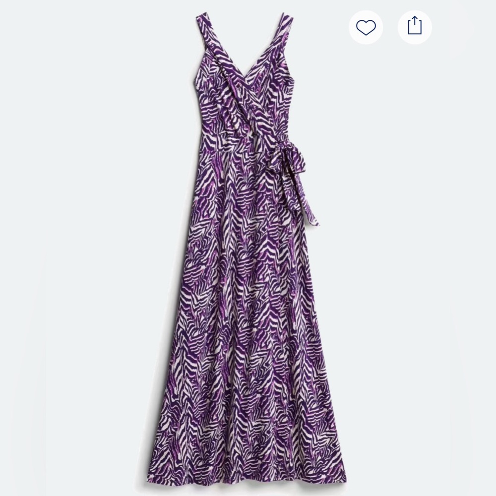 Market & Spruce Purple and White Sleeveless V-Neck Maxi (Hellena Faux Wrap)